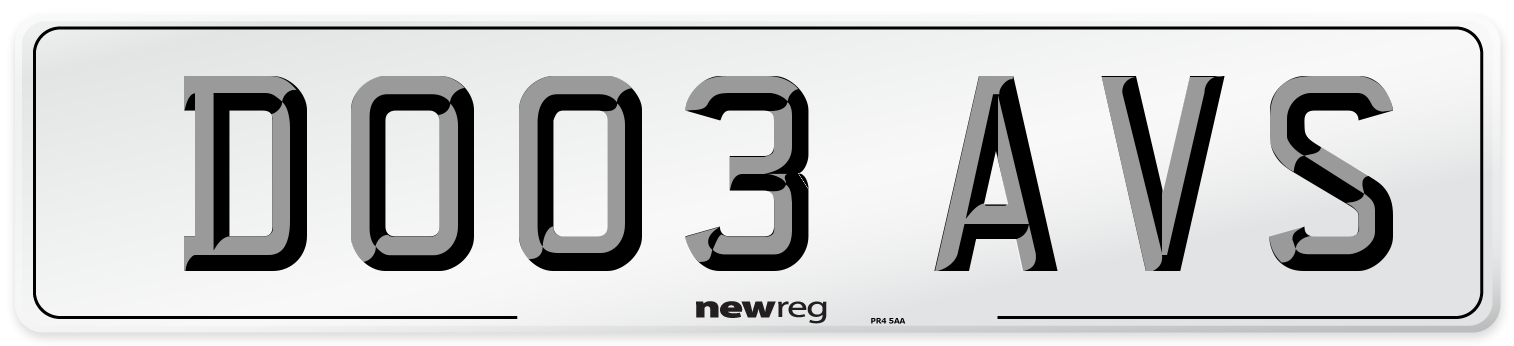 DO03 AVS Number Plate from New Reg